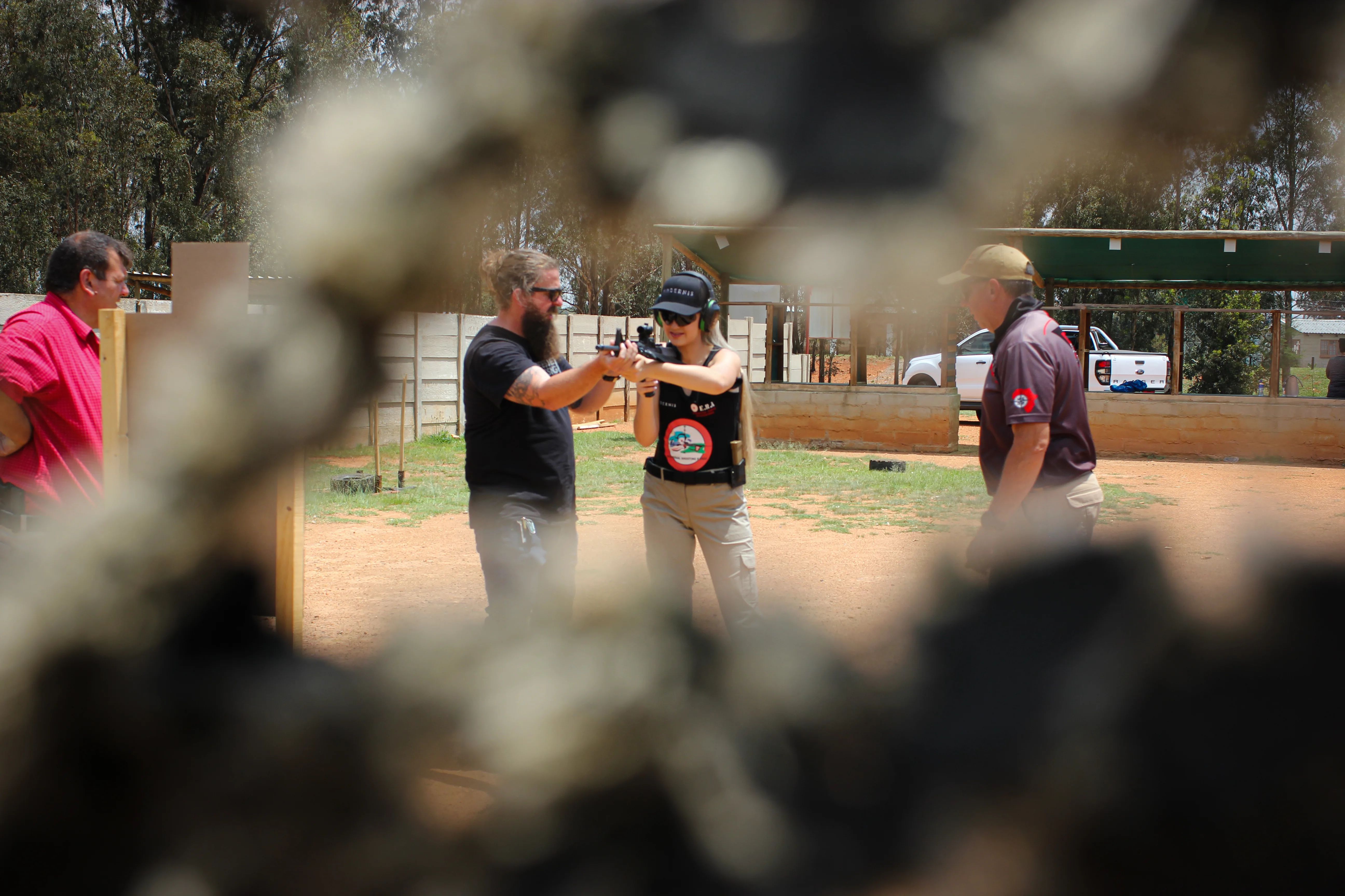 Shooter using range equipment at Rooikraal Shooting Range